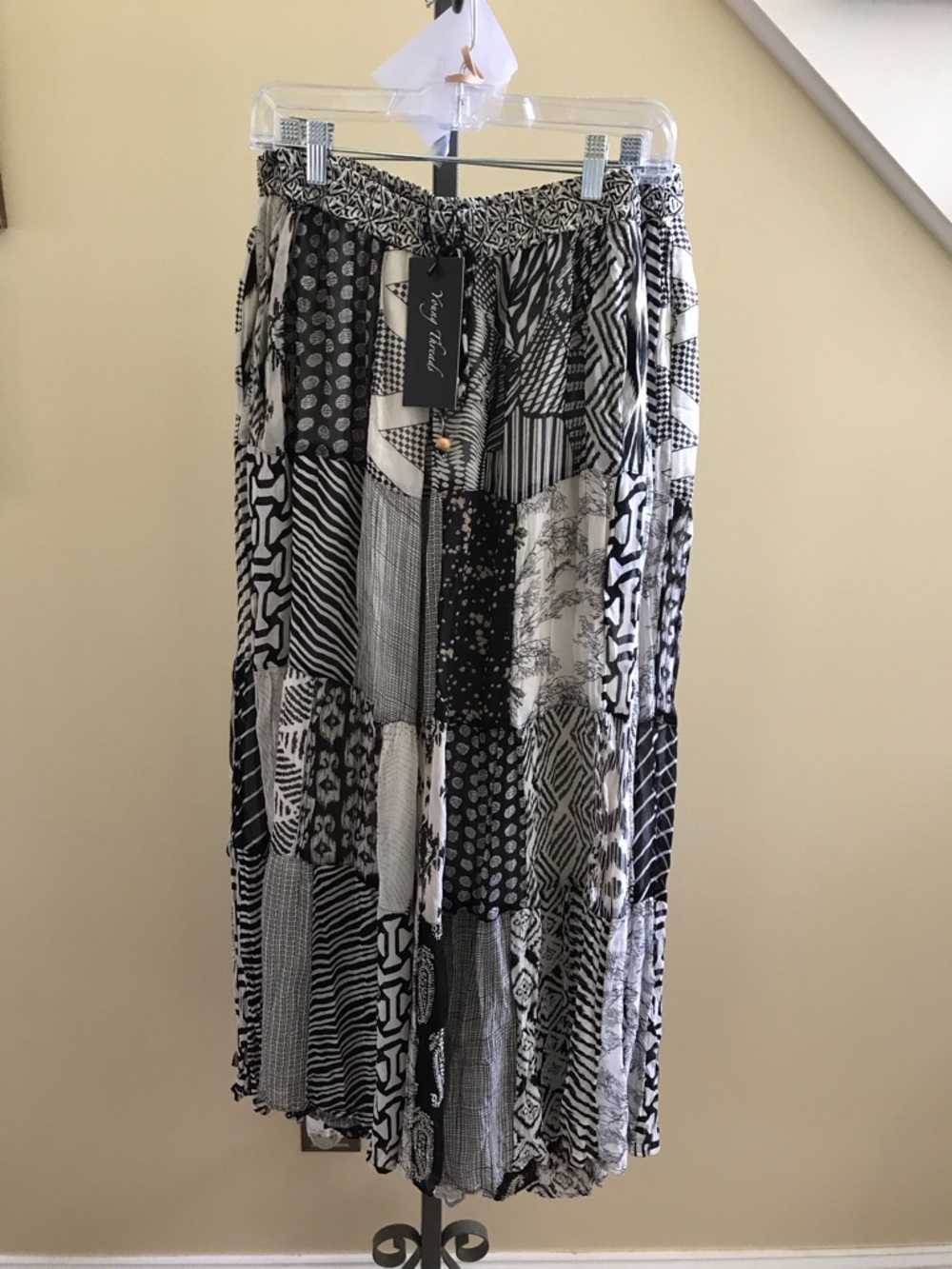 Young Threads Patchwork Wide Leg Pants — Black & White